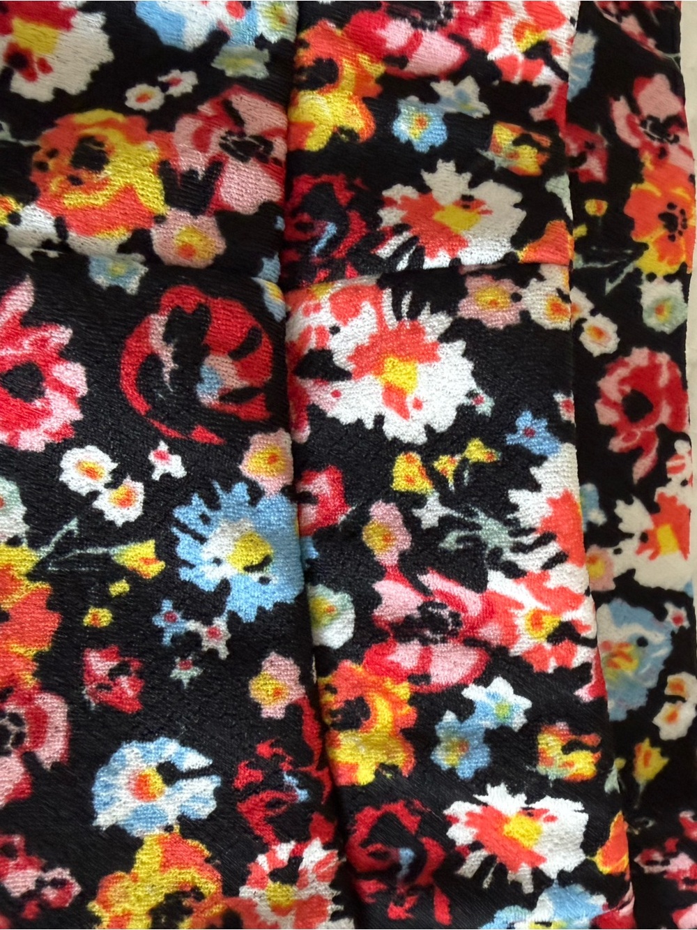 SHEIN Black Floral Circle Skater Skirt with Red Yellow Blue Blossoms - Picture 6 of 6